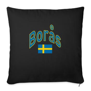 Drapeau suédois de Borås - Housse de coussin décorative 45 x 45 cm - noir - Devant