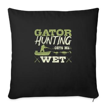 La chasse au gator me mouille, drôle d’alligator vintage - Housse de coussin décorative 45 x 45 cm - noir - Devant
