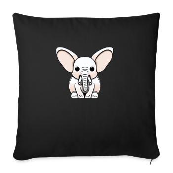Petit éléphant Dessin animé Aventure mignonne 18 - Housse de coussin décorative 45 x 45 cm - noir - Devant