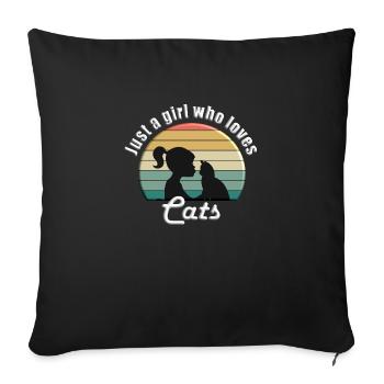 Juste une fille qui aime les chats - Housse de coussin décorative 45 x 45 cm - noir - Devant