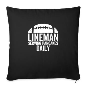 Un monteur de lignes sert des crêpes tous les jours - Housse de coussin décorative 45 x 45 cm - noir - Devant