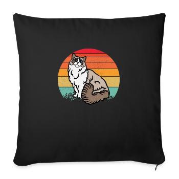 Chat RAGDOLL rétro - Housse de coussin décorative 45 x 45 cm - noir - Devant