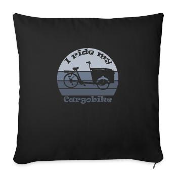 Cargo bike, cargo bike, donkey, "i ride" - Sofa pillowcase 17,3'' x 17,3'' (45 x 45 cm) - black - Front