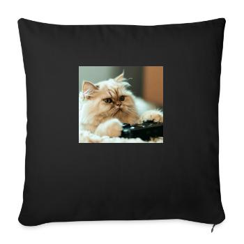 Persian cat Negan playing video games - Sofa pillowcase 17,3'' x 17,3'' (45 x 45 cm) - black - Front