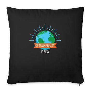 Sustainability and climate protection - Sofa pillowcase 17,3'' x 17,3'' (45 x 45 cm) - black - Front