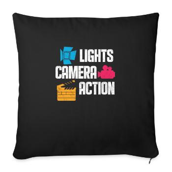lights camera action Design for a theater lover - Sofa pillowcase 17,3'' x 17,3'' (45 x 45 cm) - black - Front