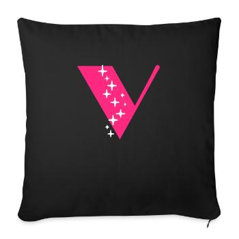 Lettre V Paillettes - Housse de coussin décorative 45 x 45 cm - noir - Devant