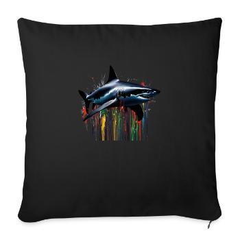 Art de la peinture de requin coloré - Housse de coussin décorative 45 x 45 cm - noir - Devant