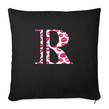Lettre r bisous - Housse de coussin décorative 45 x 45 cm - noir - Devant