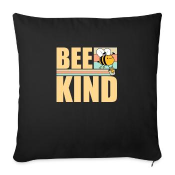 Be Kind Cute Honey Kindness Bee Love Inspirational - Sofa pillowcase 17,3'' x 17,3'' (45 x 45 cm) - black - Front
