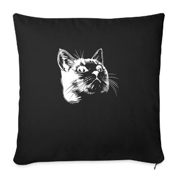 Cat, Cat Motif, Cat Face - Sofa pillowcase 17,3'' x 17,3'' (45 x 45 cm) - black - Front
