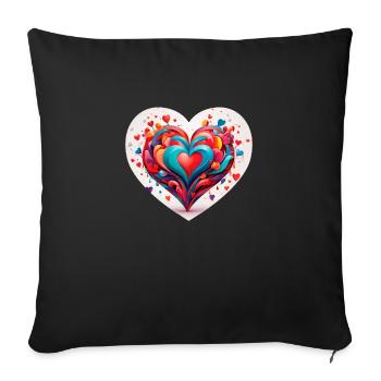 Coeur avec des formes - Housse de coussin décorative 45 x 45 cm - noir - Devant