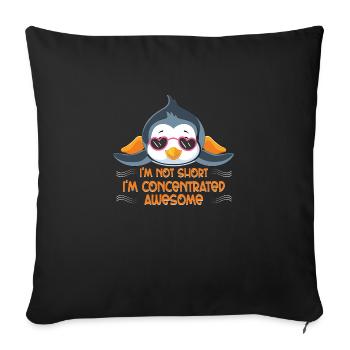 Pingouin mignon avec le dicton - Je ne suis pas petit - Housse de coussin décorative 45 x 45 cm - noir - Devant