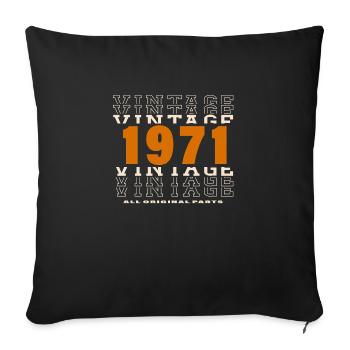 1971 : Vintage - 53e anniversaire - Housse de coussin décorative 45 x 45 cm - noir - Devant