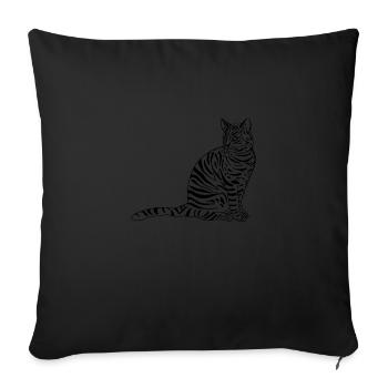 Silhouette noire d’un chat. - Housse de coussin décorative 45 x 45 cm - noir - Devant
