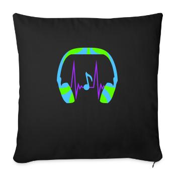 Headphones Note Music Note Pulse Frequency Heartbeat - Sofa pillowcase 17,3'' x 17,3'' (45 x 45 cm) - black - Front