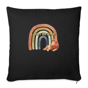 Lion Courage Force Affirmation pour les enfants Estime de soi - Housse de coussin décorative 45 x 45 cm - noir - Devant