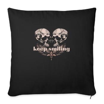 keep smiling - Sofa pillowcase 17,3'' x 17,3'' (45 x 45 cm) - black - Front