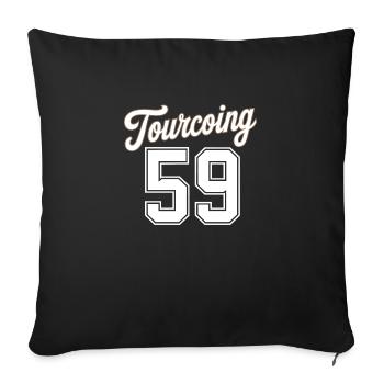 Tourcoing 59 - Housse de coussin décorative 45 x 45 cm - noir - Devant