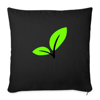 2 Green Beautiful Leaves Eco Spring Summer Nature - Sofa pillowcase 17,3'' x 17,3'' (45 x 45 cm) - black - Front