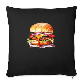 burger - Housse de coussin décorative 45 x 45 cm - noir - Devant