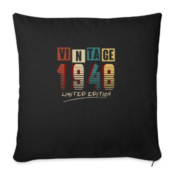 Vintage 1948 : Edition Limitée - 77e anniversaire. - Housse de coussin décorative 45 x 45 cm - noir - Devant