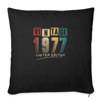 1977 Vintage 1977 Born in 1977 Birthday. Year 2 - Sofa pillowcase 17,3'' x 17,3'' (45 x 45 cm) - black - Front