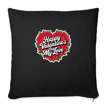 Joyeuse Saint Valentin mon amour cadeau pour elle - Housse de coussin décorative 45 x 45 cm - noir - Devant