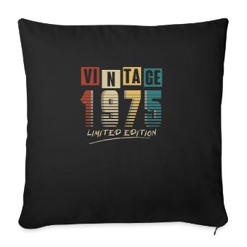 1975 Vintage 1975 né en 1975 anniversaire. Année 2 - Housse de coussin décorative 45 x 45 cm - noir - Devant