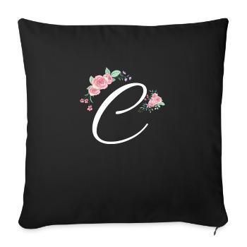 Letter c flowers - Sofa pillowcase 17,3'' x 17,3'' (45 x 45 cm) - black - Front