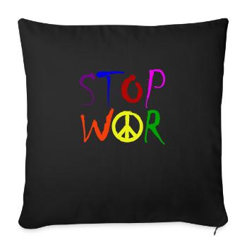 STOP WAR with Peace Sign Peace Symbol – NO WAR - Sofa pillowcase 17,3'' x 17,3'' (45 x 45 cm) - black - Front