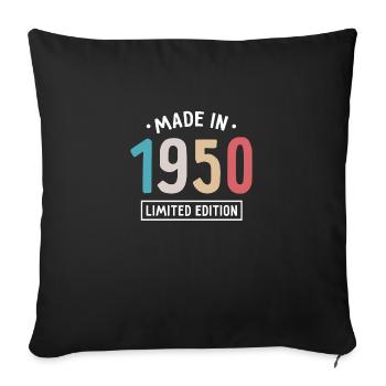 Fabriqué en 1950 - Edition limitée - Année de naissance - Housse de coussin décorative 45 x 45 cm - noir - Devant
