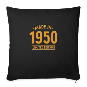 Fabriqué en 1950 - Edition limitée - Année de naissance - Housse de coussin décorative 45 x 45 cm - noir - Devant