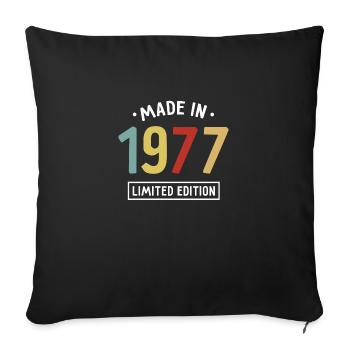 Fabriqué en 1977 - Edition limitée - Année de naissance - Housse de coussin décorative 45 x 45 cm - noir - Devant