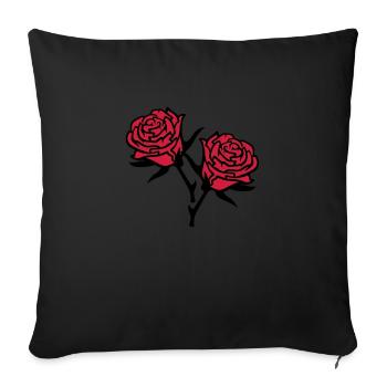 roses4 - Housse de coussin décorative 45 x 45 cm - noir - Devant