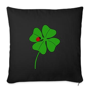 Lucky clover leaf with ladybug - Sofa pillowcase 17,3'' x 17,3'' (45 x 45 cm) - black - Front