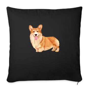 Welsh Corgi - Sofakissenbezug 45 x 45 cm - Schwarz - Vorne