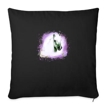 pony, blue, shettland,horse,pony,white pony - Sofa pillowcase 17,3'' x 17,3'' (45 x 45 cm) - black - Front
