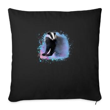 badger,skunk,graffiti,painting,colorful,blue - Sofa pillowcase 17,3'' x 17,3'' (45 x 45 cm) - black - Front