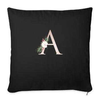 Customizable Monogram A Floral - Sofa pillowcase 17,3'' x 17,3'' (45 x 45 cm) - black - Front