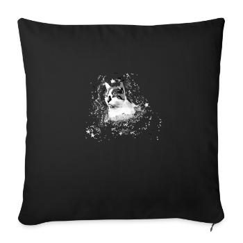 cat, grey,watercolour,art,painting,graffiti,stars - Sofa pillowcase 17,3'' x 17,3'' (45 x 45 cm) - black - Front