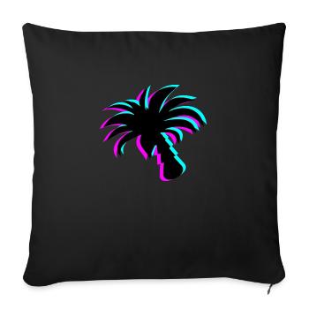 Neon Paradise: Silhouette de palmier UV Glow - Housse de coussin décorative 45 x 45 cm - noir - Devant