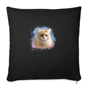 Chat sibérien, graffiti, peinture, chat - Housse de coussin décorative 45 x 45 cm - noir - Devant