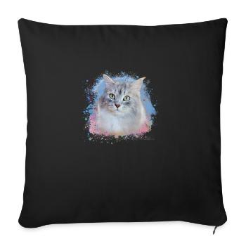 Chat sibérien, graffiti, peinture, chat - Housse de coussin décorative 45 x 45 cm - noir - Devant