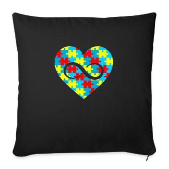 Autisme Infini Amour Pour Enfant Autiste Mignon Autisme - Housse de coussin décorative 45 x 45 cm - noir - Devant