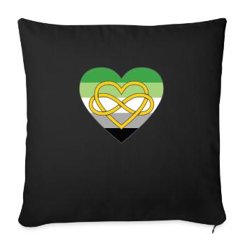 Polyamory Infinity Heart Aromantic Pride - Sofa pillowcase 17,3'' x 17,3'' (45 x 45 cm) - black - Front