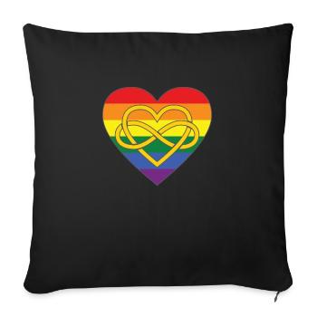 Polyamory Infinity Heart Rainbow Pride - Sofa pillowcase 17,3'' x 17,3'' (45 x 45 cm) - black - Front