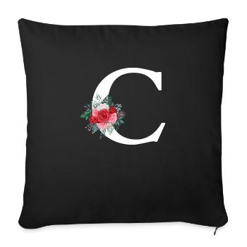 Red floral letter c - Sofa pillowcase 17,3'' x 17,3'' (45 x 45 cm) - black - Front