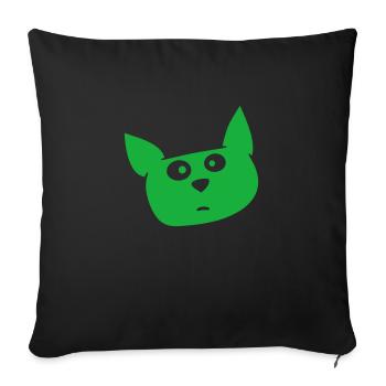 Chat confus à l’air curieux grimace drôle - Housse de coussin décorative 45 x 45 cm - noir - Devant