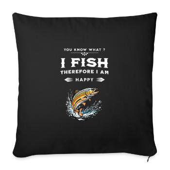 Pêche humour - Housse de coussin décorative 45 x 45 cm - noir - Devant